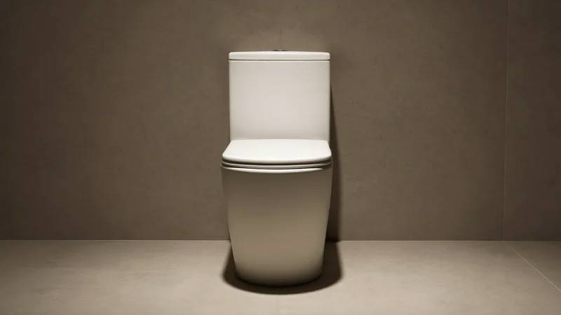 Vas WC ceramic alb suspendat într-o baie minimalistă cu faianță neutră